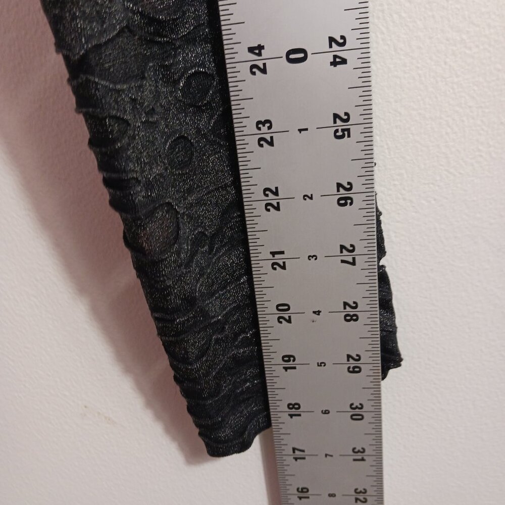 BCBG Maxazria, NWT Black Gunmetal Sheer Shiny Leggings W 3D Cutout Overlay, Goth - Picture 14 of 16